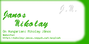 janos mikolay business card